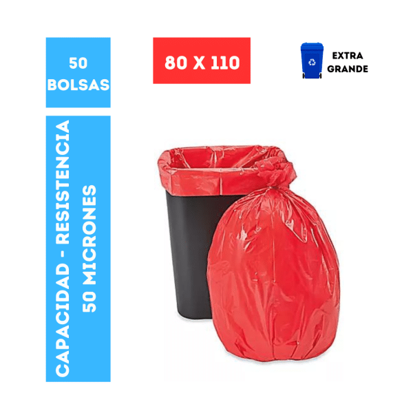 Bolsas de Consorcio Roja Sanitaria 80x110 cm x 50 unid